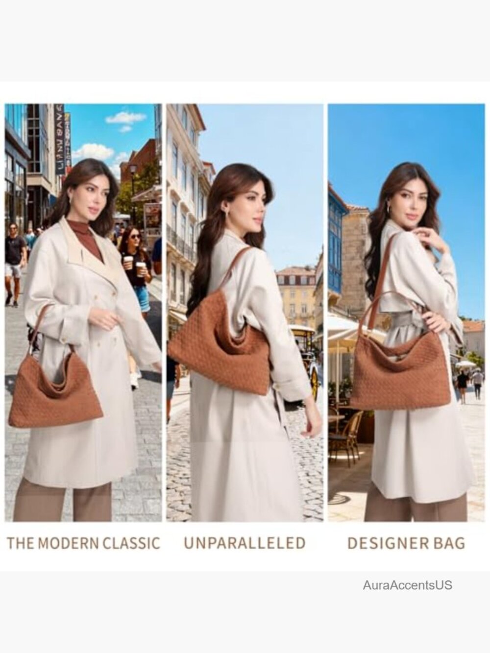 Woven Suede Shoulder Bag Hobo Tote Satchel Crossbody Work Travel - Picture 2 of 7